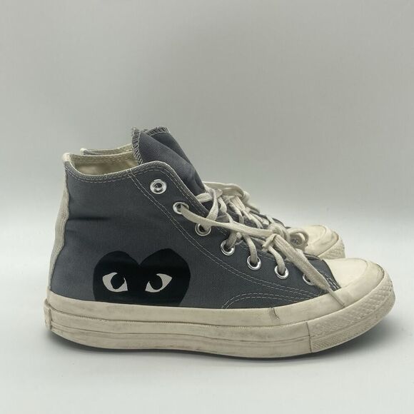 Mens Size 6 Converse Chuck 70 High x Comme des Garcons Play Steel Gray Sneakers - Picture 1 of 10